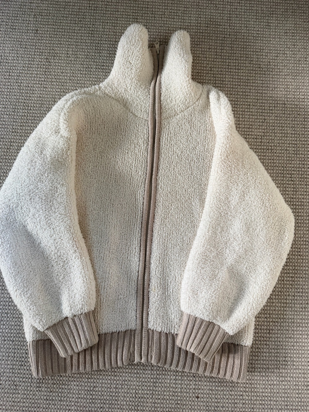 Kids Cream Sherpa Zip Hoodie Jacket